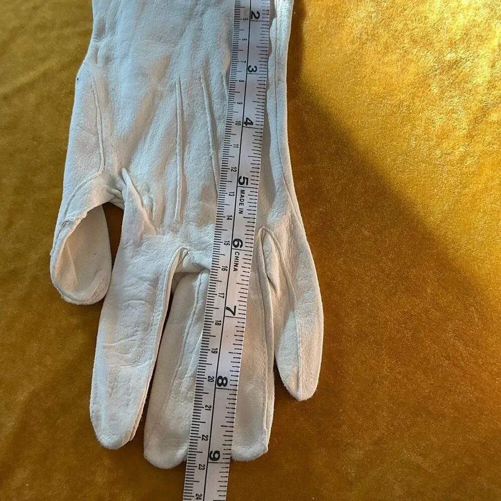 1940s–50s Vintage Kid Leather Gloves Women‎ Size 6 1/2 Ivory Cream